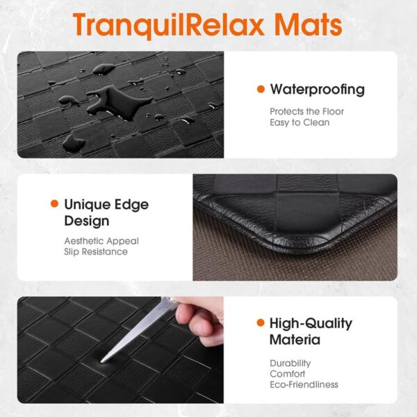 Stylish Black Kitchen Mats - 2 Piece SET -Anti fatigue and Waterproof - Image 4